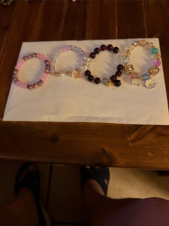 Jewelry - Assorted Women's Beaded Stretch Bracelets - Pink, Purple, Burgundy, set of 4